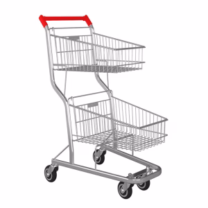 Carrito de Compras Premium Doble para 50 Lts, galvanizado