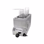 Freidora a Gas Metvisa FG3S de 3 litros con cesta simple. Compacta, eficiente y de calentamiento rápido, ideal para frituras rápidas y uniformes en negocios profesionales