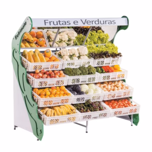 Frutera lateral con 12 cajas y espejo superior.