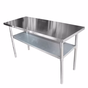 Mesón de Trabajo Central con Repisa de Acero Inox, 190x60