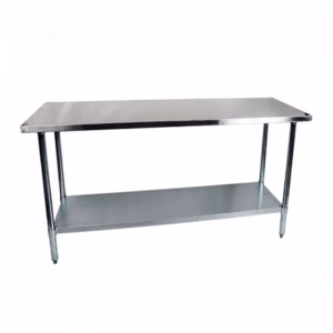 Mesón de Trabajo Central 180 cm Acero Inox con Repisa