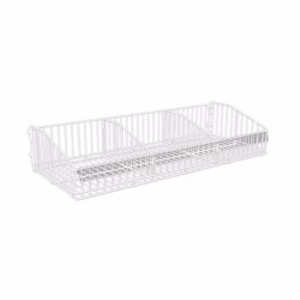 Cesto Exhibidor Doble Premium para Góndola, 92 cm Blanco